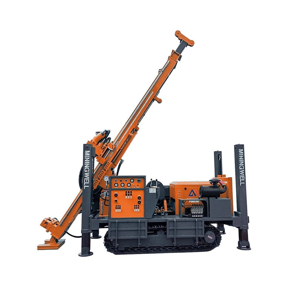 Full Hydraulic Core Drilling Rig For Geological Exploration With Steel Crawler Featuring Pump And Engine Components